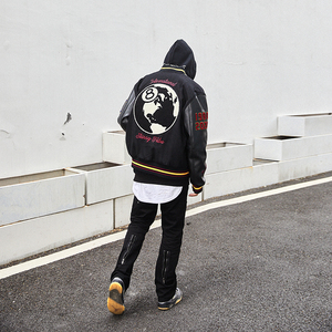 高街vibe风stussy40周年限定刺绣棒球服外套黑八夹克kenijima同款