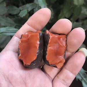 天然凉山南红玛瑙柿子红纯色原石毛料明料