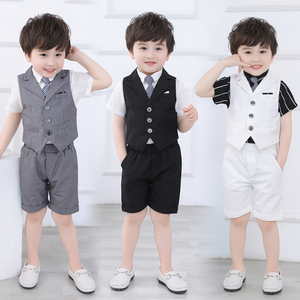 童装韩版夏季新款儿童小西装套装小孩子英伦西服男童表演舞台礼服