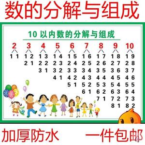 数字分成 分解与组成 幼儿园小学生数学挂图小学合成贴画数的爆款