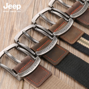jeep吉普帆布腰带男士皮带休闲年轻人潮韩版牛仔针扣男女编织裤带