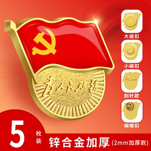 强磁党员胸针胸徽标准别针式高档礼盒蝴蝶扣吸铁石党代表爱国纪念章