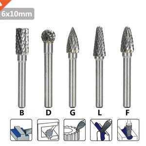 5Pcs 1/4 Inch 6mm Head Cemented Carbide Rotary Point Burr Mi