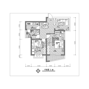 某住宅楼一室一厅阳光房室内施工CAD图装修dwg图