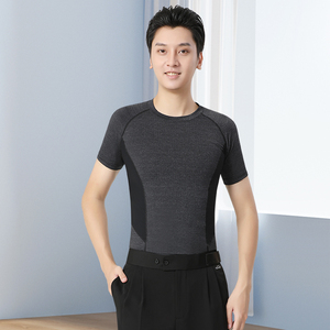 丹宝罗摩登舞上衣男士短袖跳舞服三步踩上装2024年新款舞蹈演出服