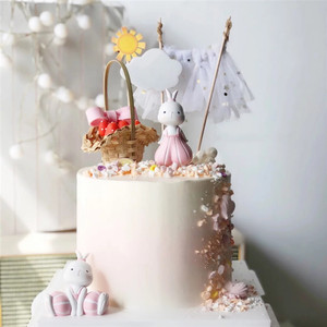 ins风创意卡通桑迪兔烘焙蛋糕装饰摆件 网红兔子玩偶女孩蛋糕装饰