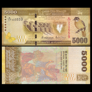 【亚洲】全新unc 斯里兰卡5000卢比纸币 外国钱币 2019年 p-128
