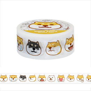 仓屋原创狗哩狗气阿柴柴犬表情包和纸胶带10m卡通手帐