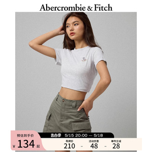 AF女装 24春夏新款时尚休闲小麋鹿修身圆领纯色短袖T恤 358162-1