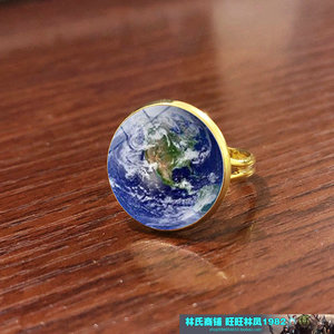 外贸欧美配饰 地球时光宝石珠宝戒指 地图戒指指环饰品定制工厂