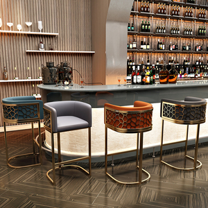 吧台椅轻奢商用酒吧高脚凳网红创意前台椅简约现代家用靠背吧椅