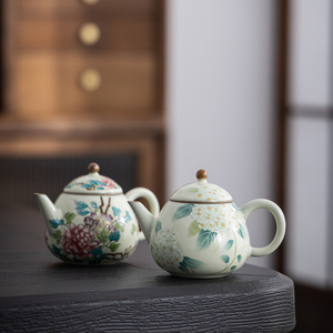 米黄汝窑茶壶陶瓷家用小号龙旦壶单壶功夫茶具茶道红茶白茶泡茶器