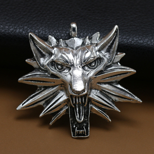 the witcher 3 巫师3游戏周边猎魔人狂猎狼头吊坠挂件 diy配件