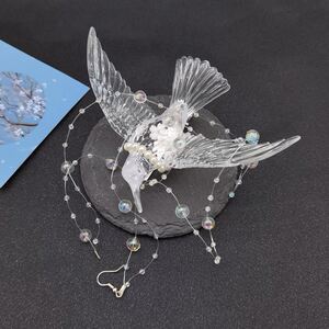 古风透明喜鹊复古小鸟流苏发簪汉服发夹头饰簪子发饰相思鹊配饰