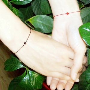 细 纯手工编织红绳水晶 玛瑙手链 男女情侣 月老红线姻缘线 礼物