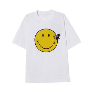 amoco笑脸t恤短袖女宽松印花卡通刺绣新款纯棉半袖ins潮白t2021夏
