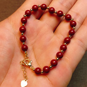 拍卖天然朱砂手链手串紫金砂圆珠手链女款饰品
