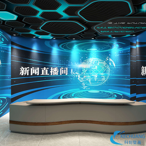 3d新闻直播间主播背景墙纸小主持口才表演培训机构教室小舞台壁纸