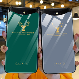 钢化玻璃oppoFindX手机壳轻薄简约麋鹿oppo升降Find硬壳X保护套奶奶灰全包防摔FIND X兰博基尼版外壳潮
