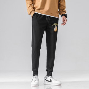 兰博基尼公牛刺绣裤子男春秋季新款韩版潮流修身小脚宽松潮牌长裤