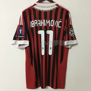 11-12ac米兰主场球衣内斯塔11号伊布9号因扎吉经典复古足球服定制