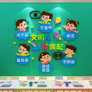 幼儿园墙面装饰文明礼仪环创主题墙贴环境布置材料培训机构文化墙