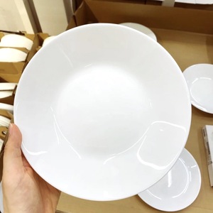 宜家代购国内奥夫塔 白色饭碗深盘餐碟餐盘钢化玻璃餐具纯色简约