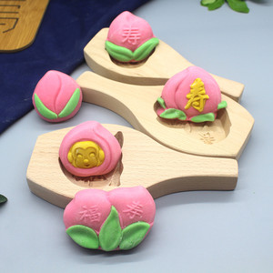 加深立体桃形祝寿寿桃年糕板印绿豆糕木质模具紫薯饽饽南瓜饼磨具