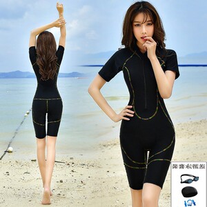 李宁游泳衣女式保守连体平角遮肚显瘦大码温泉学生半袖泳装专业运