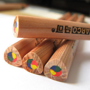 包邮马可 彩色铅笔 原木彩虹铅笔 4色彩铅 DIY日记 儿童涂鸦铅笔