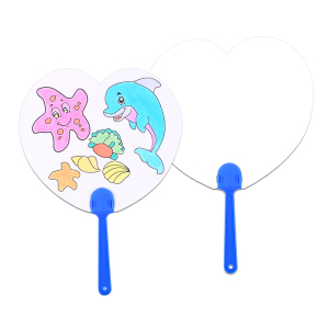 绘画扇子儿童diy手绘空白纸扇填色涂色圆扇卡通幼儿园画创意材料