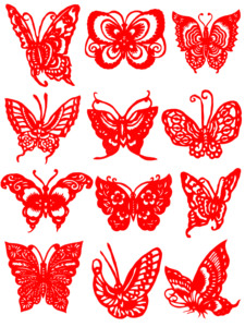 手工剪纸成品蝴蝶花鸟宣纸镂空儿童幼儿园学校对称