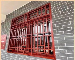 中式焊接防盗网铝合金窗花格仿古格栅护栏幕墙木纹铝屏风隔断厂家