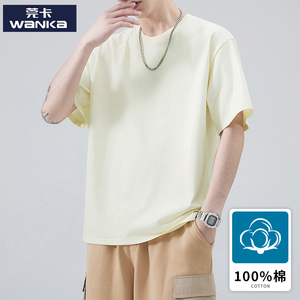 纯色短袖T恤男夏季薄款美式高街宽松休闲男士园领纯棉运动体桖衫