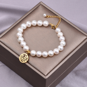 老凤祥黄金福牌珍珠手链女足金18k妈妈款母亲节情人节送生日礼物