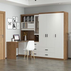 现代简约转角书桌衣柜组合书架写字台电脑台组装储物柜设计可定制