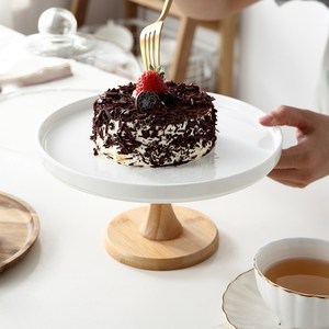 包邮 欧式高脚陶瓷蛋糕托盘 水果盘西点心架甜品台带玻璃盖防尘罩