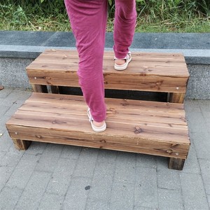 防腐木脚踏庭院户外增高台定制登高二步梯简约垫脚凳实木台阶