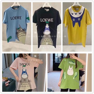 代购直邮loewe/罗意威 联名款龙猫图案刺绣字母宽松短袖t恤男女款