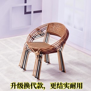 藤椅腾椅矮凳子家用编织椅子板凳靠背椅儿童小凳子阳台围椅茶几凳