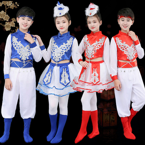 六一儿童演出服少数民族服饰新款男女童蒙古族舞蹈服蒙族服表演服