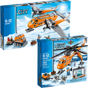 乐高60034北极极地冒险探险起重物资运输直升机飞机60064中国积木