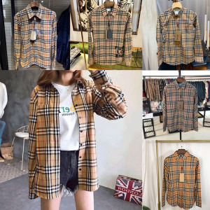 000人付款淘宝burberry/巴宝莉经典款彩虹格子格纹男女长袖衬衫衬衣