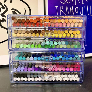 油画棒文具收纳盒创意透明桌面抽屉式儿童装彩铅蜡笔水彩笔整理盒