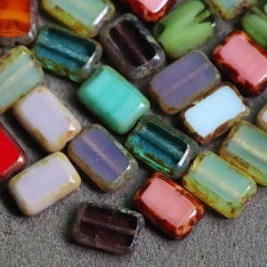 12x8mm捷克珠42色长方形复古珠古董珠琉璃珠手作饰品diy配件材料
