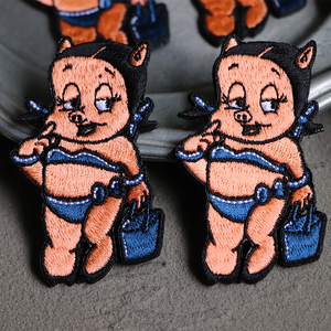 金酷毛比基尼小猪妹porky pig刺绣胸针 手工diy补丁贴布服装配件