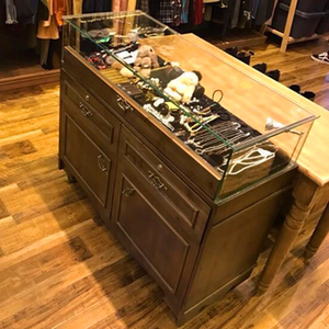 实木仿古珠宝首饰柜玉器文玩摆台家用服装店展示柜精品玻璃陈列柜