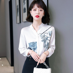 罗燕rome鹿岛官方旗舰店原创舒适女装2022春季长袖缎面衬衫