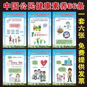 中国公民健康素养基本知识与技能66条教育宣传栏贴画海报