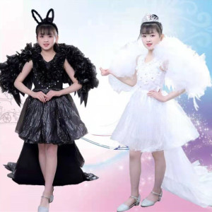 女孩环保服装儿童时装秀diy创意材料制作天使衣服幼儿亲子走秀裙